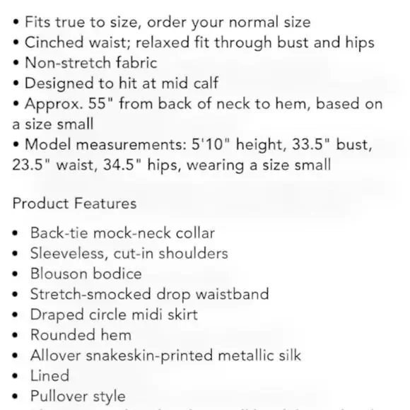 New w/Tags RAMY BROOK NEW YORK silk metallic snakeskin print evening dress gown - Picture 17 of 17